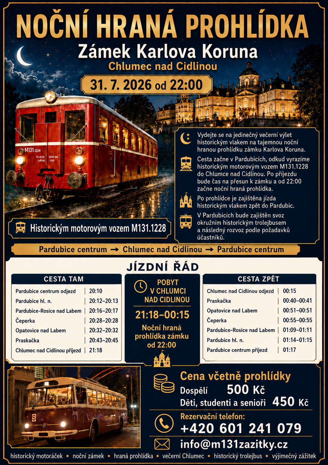 Plakát: Noční hraná prohlídka – Zámek Karlova Koruna
